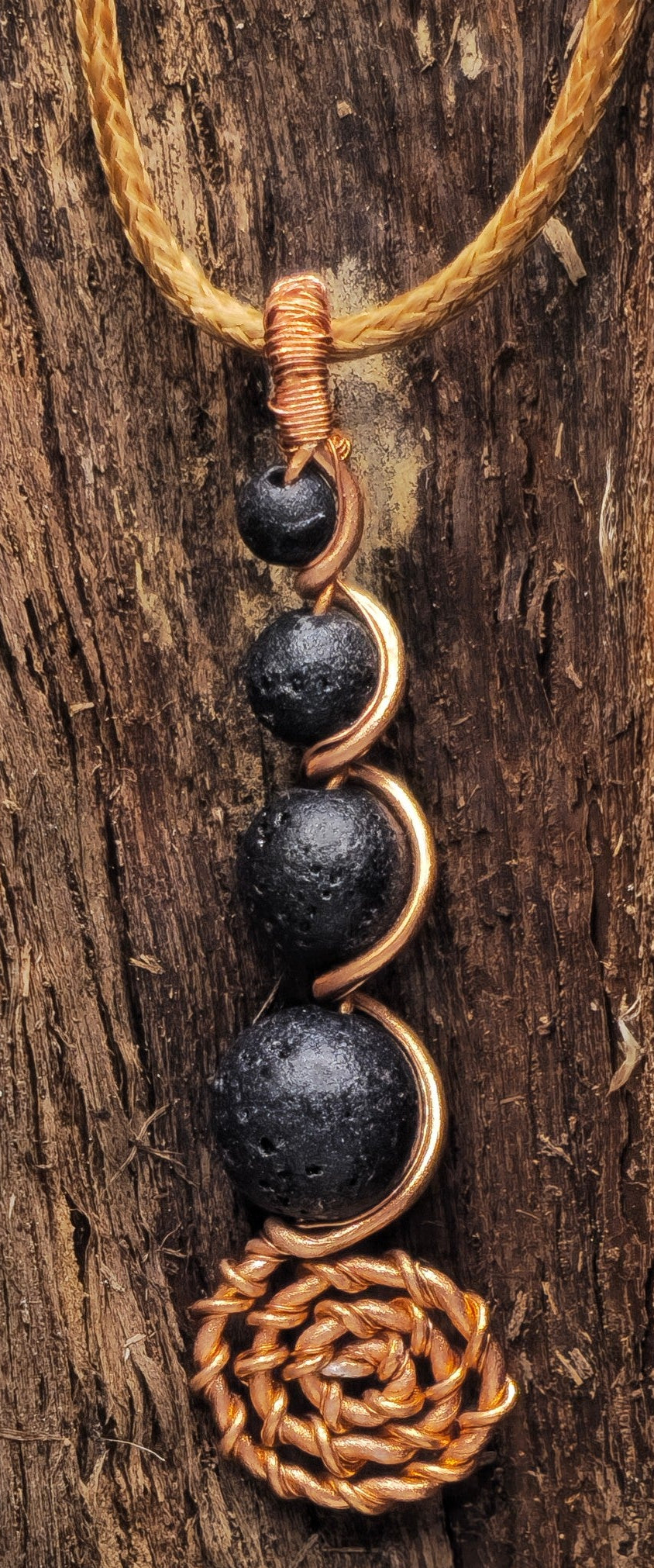 4 Lava stone descending spiral pendant