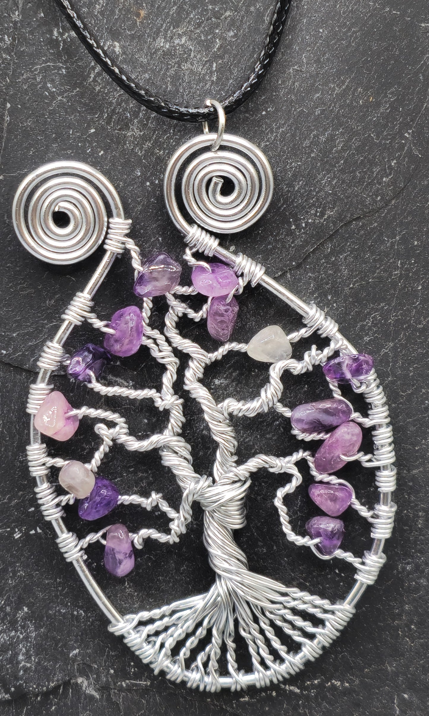 Silver and Amethyst tree of life pendant