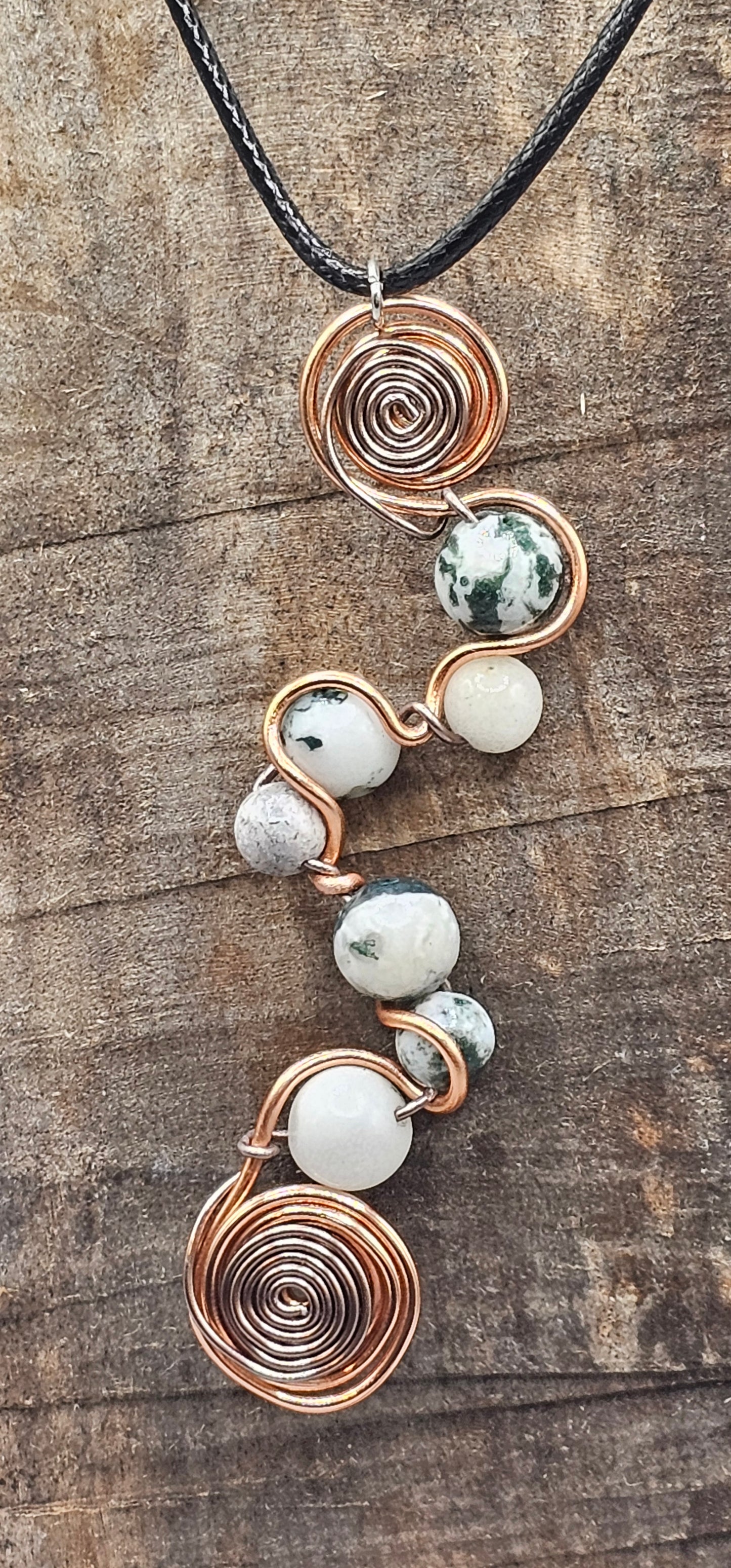 Natural Tree Agate squiggle pendant