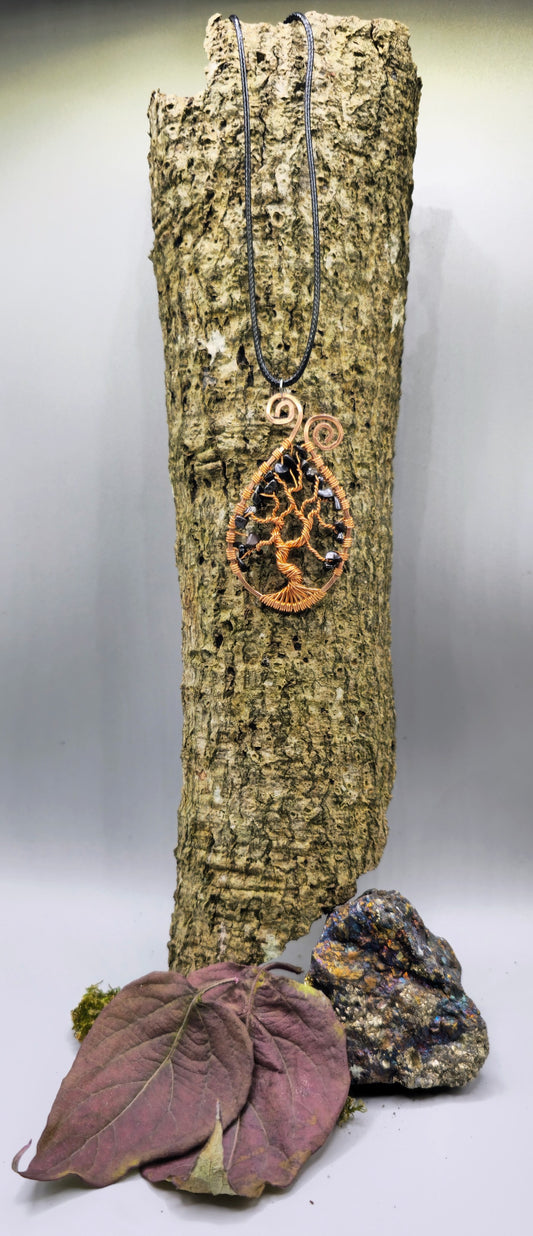 Black Tourmaline tree of life pendant
