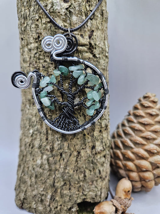 Green Aventurine tree of life pendant