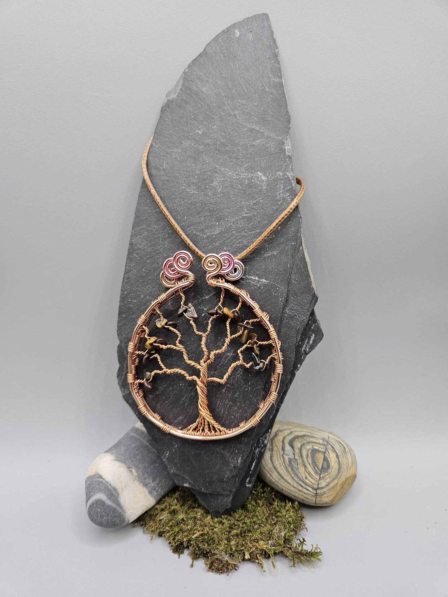 Ombre tree of life pendant with Tigers eye
