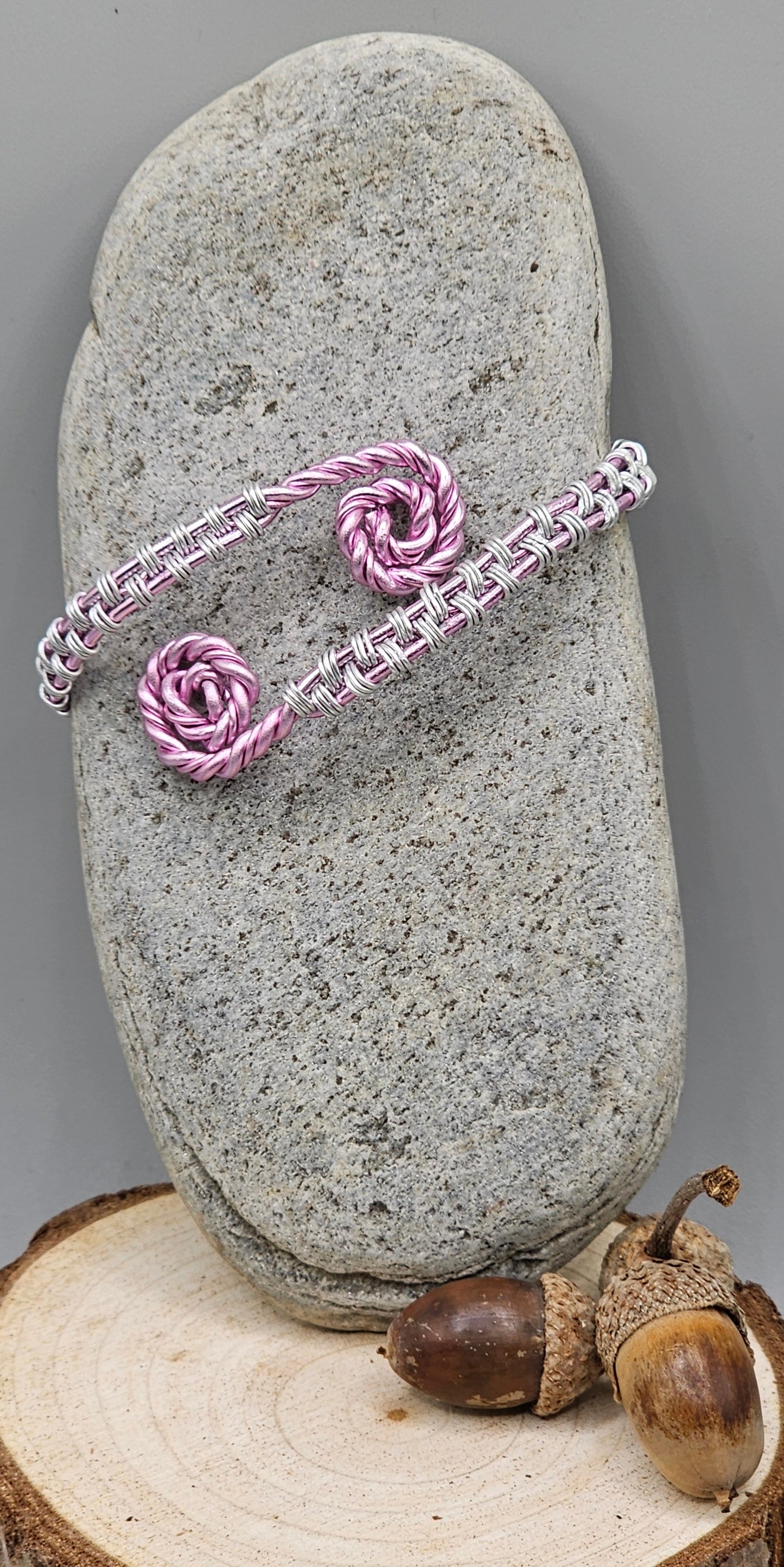 Delicate pink and grey bracelet