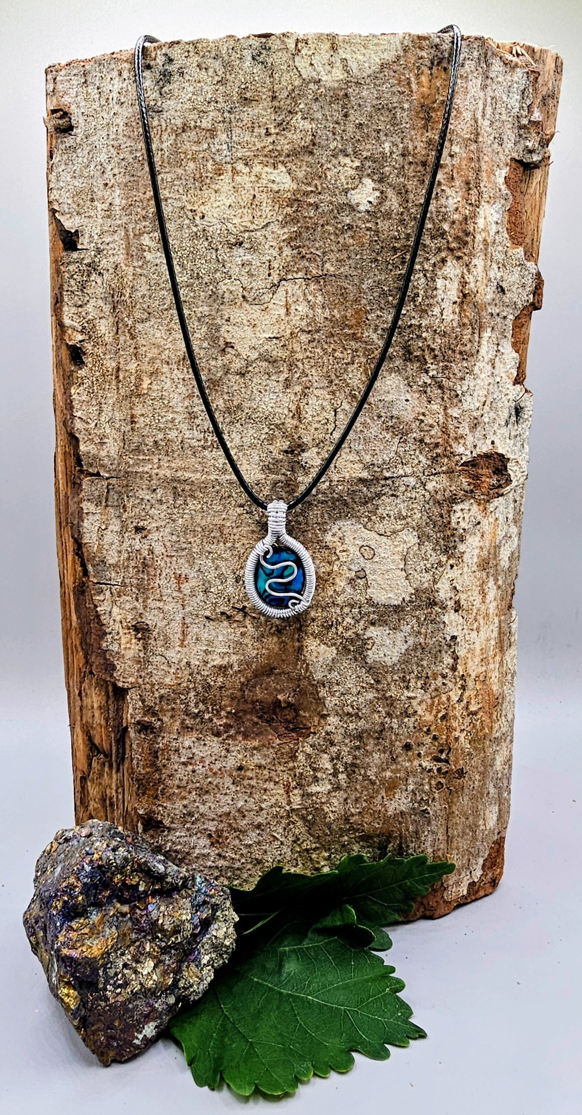 Blue shell cabochon pendant