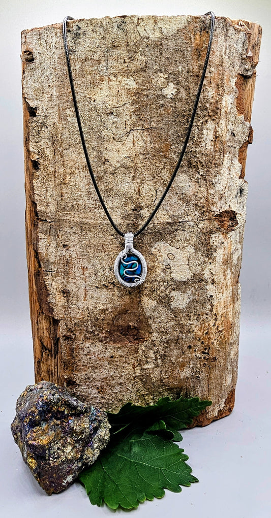 Blue shell cabochon pendant