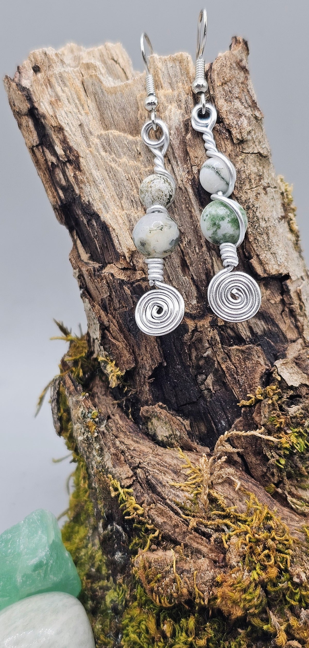 Natural Tree Agate Earrings