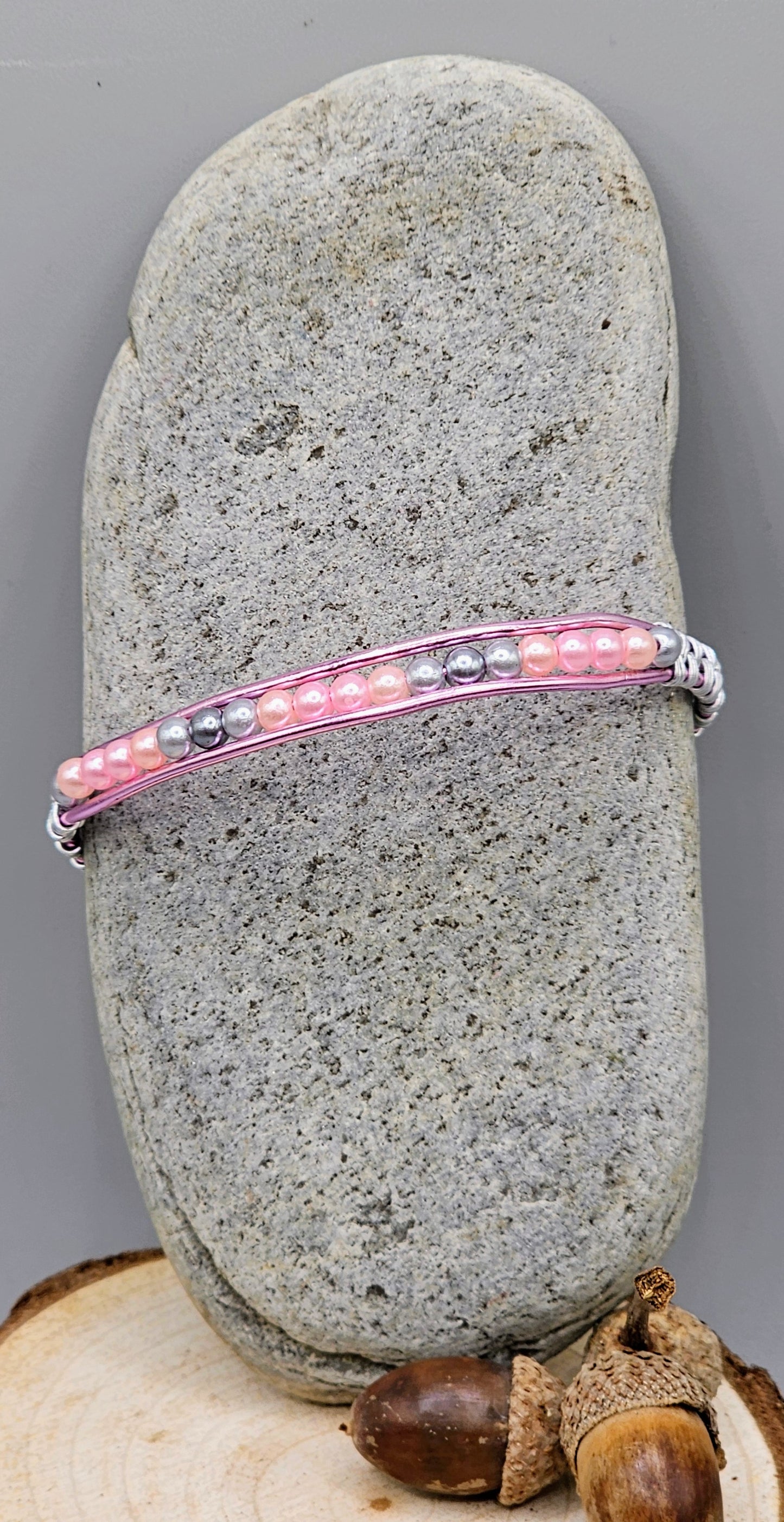 Delicate pink and grey bracelet