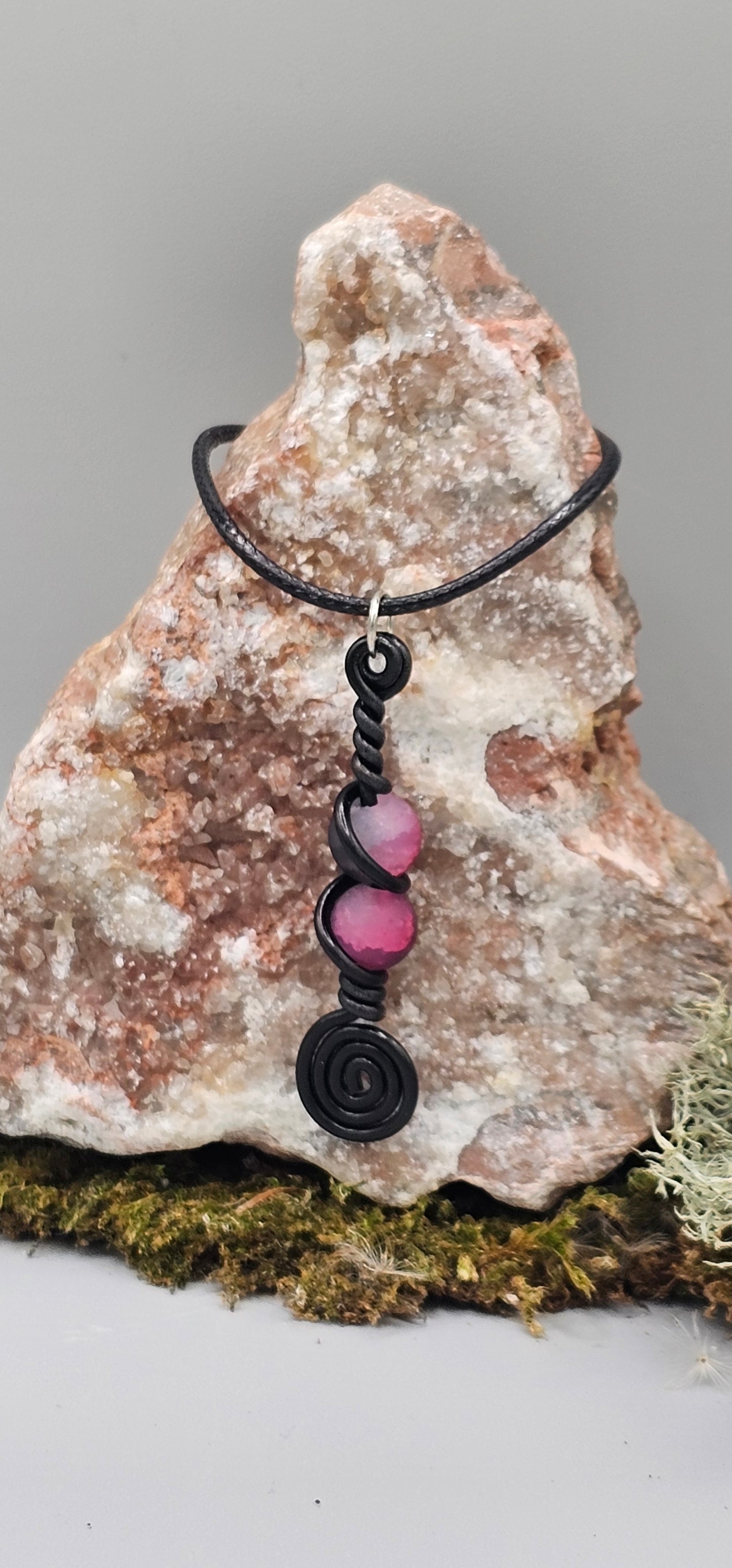 Black and purple crackle pendant