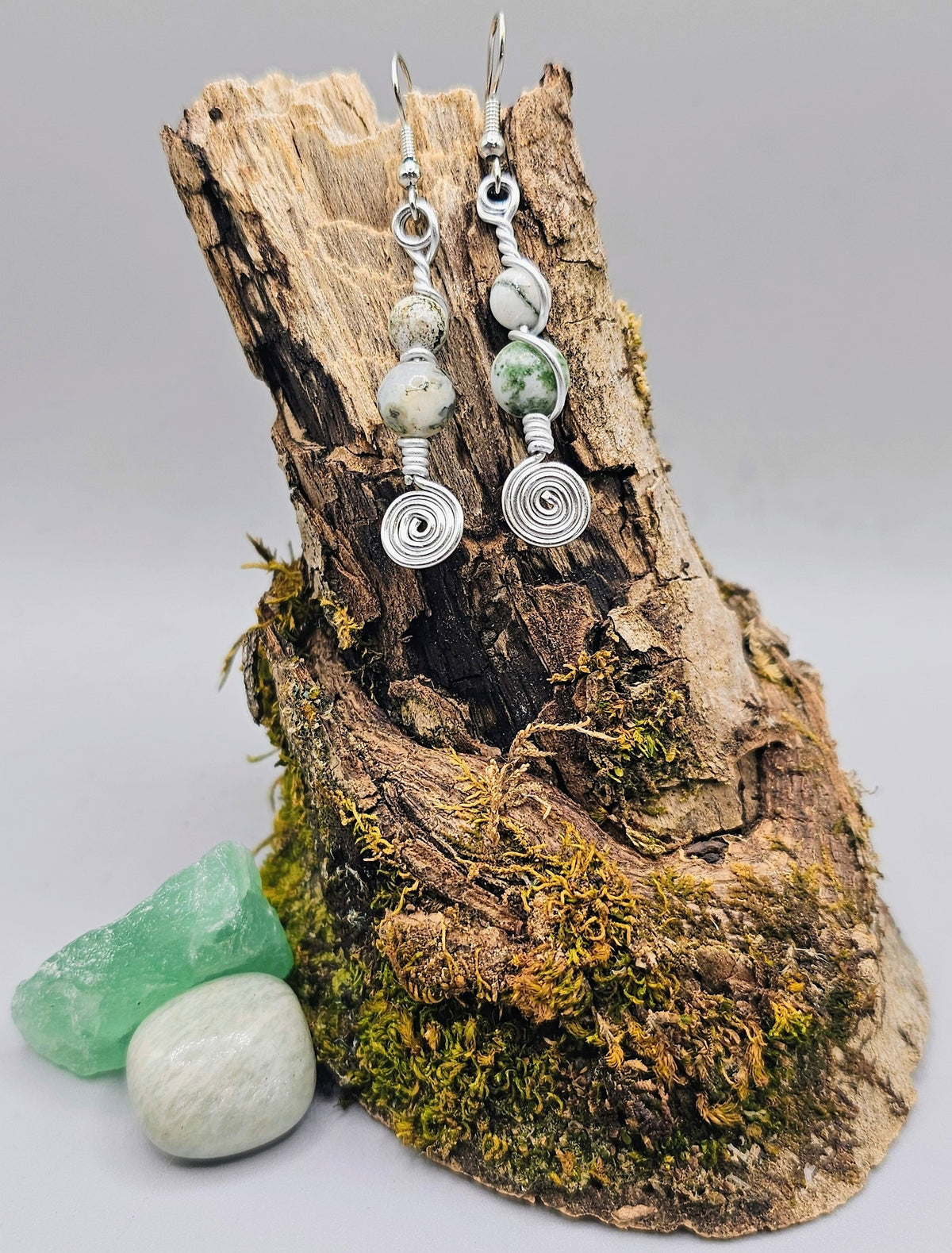 Natural Tree Agate Earrings