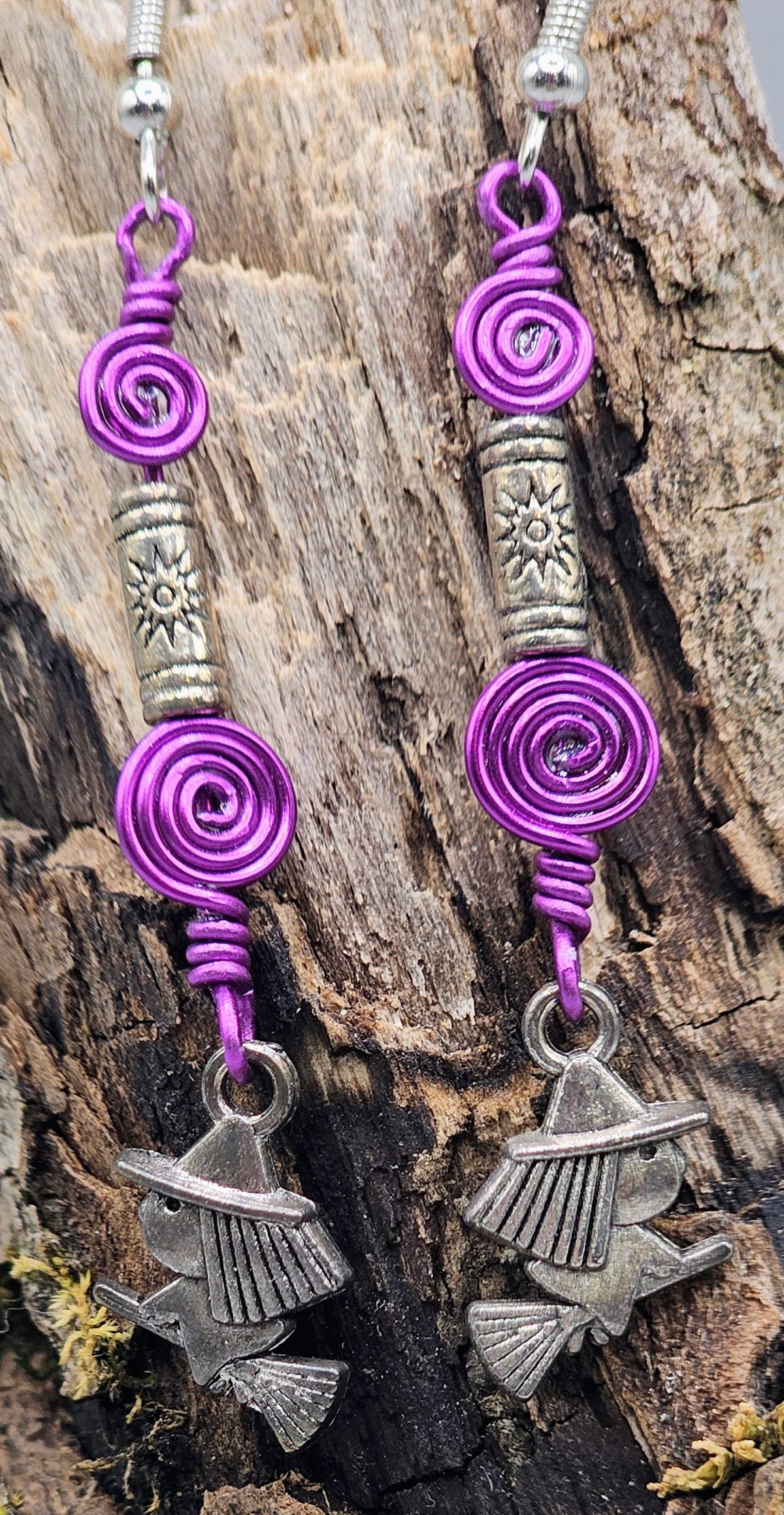 Purple Witch Charm Earrings