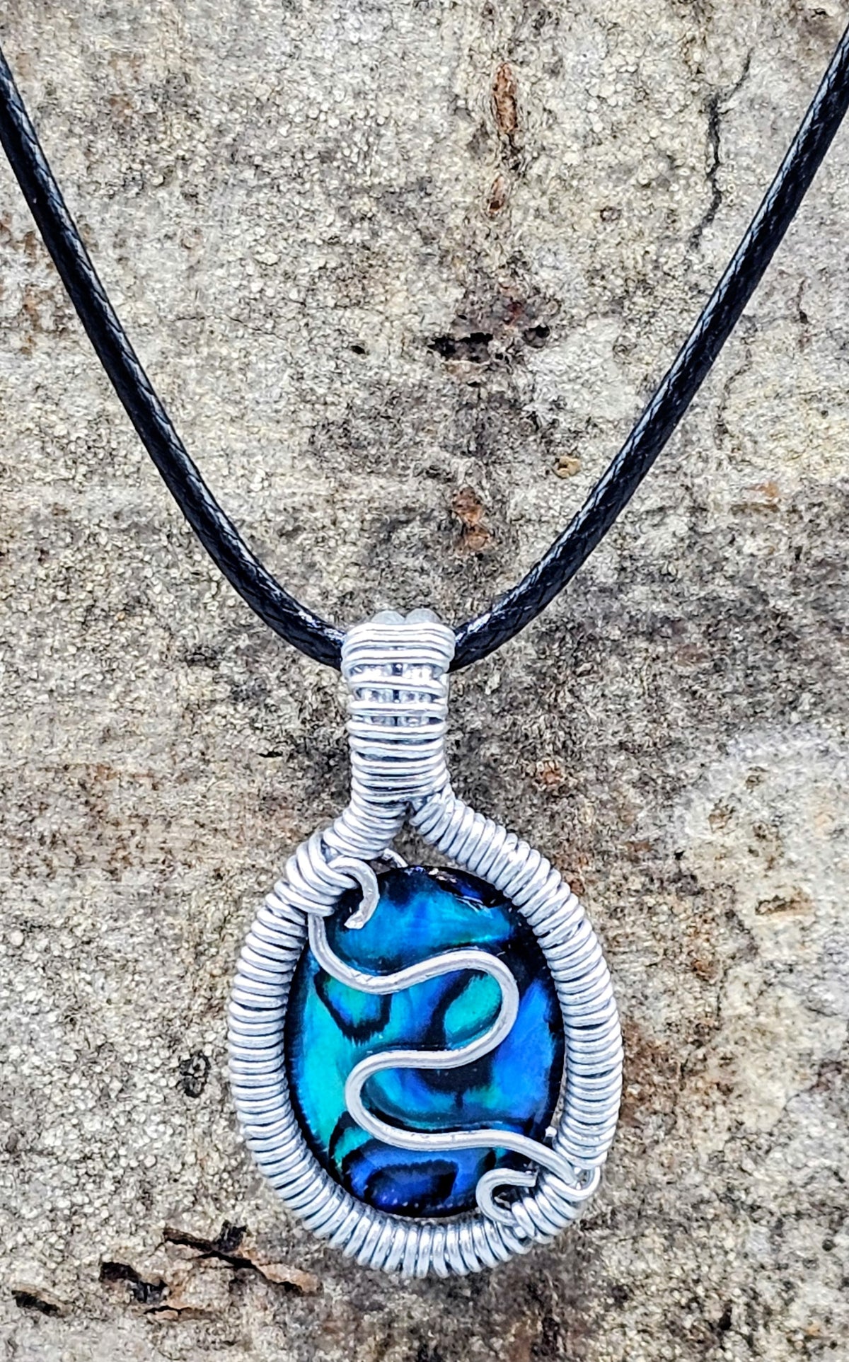 Blue shell cabochon pendant