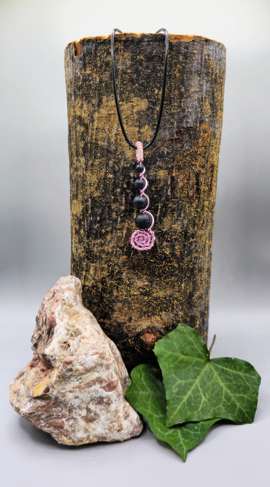 4 Lava stone descending spiral pendant