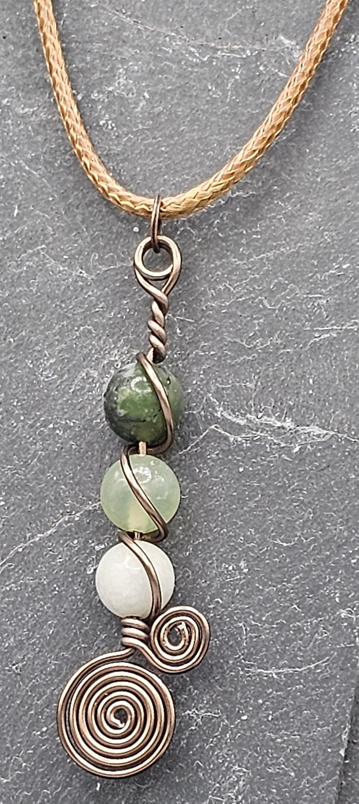 Natural Jade double twist pendant