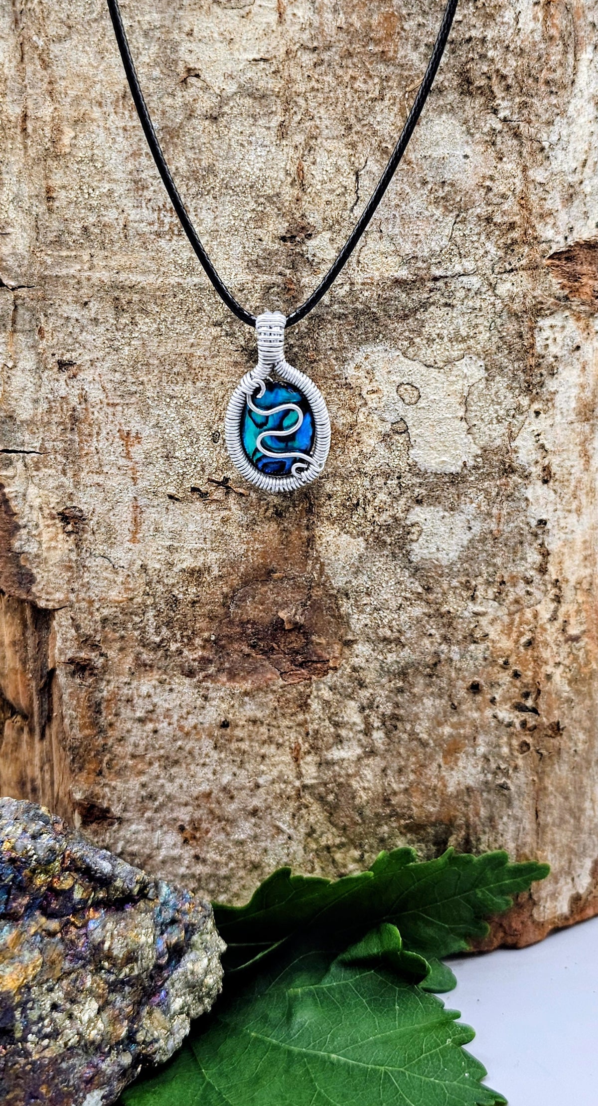 Blue shell cabochon pendant