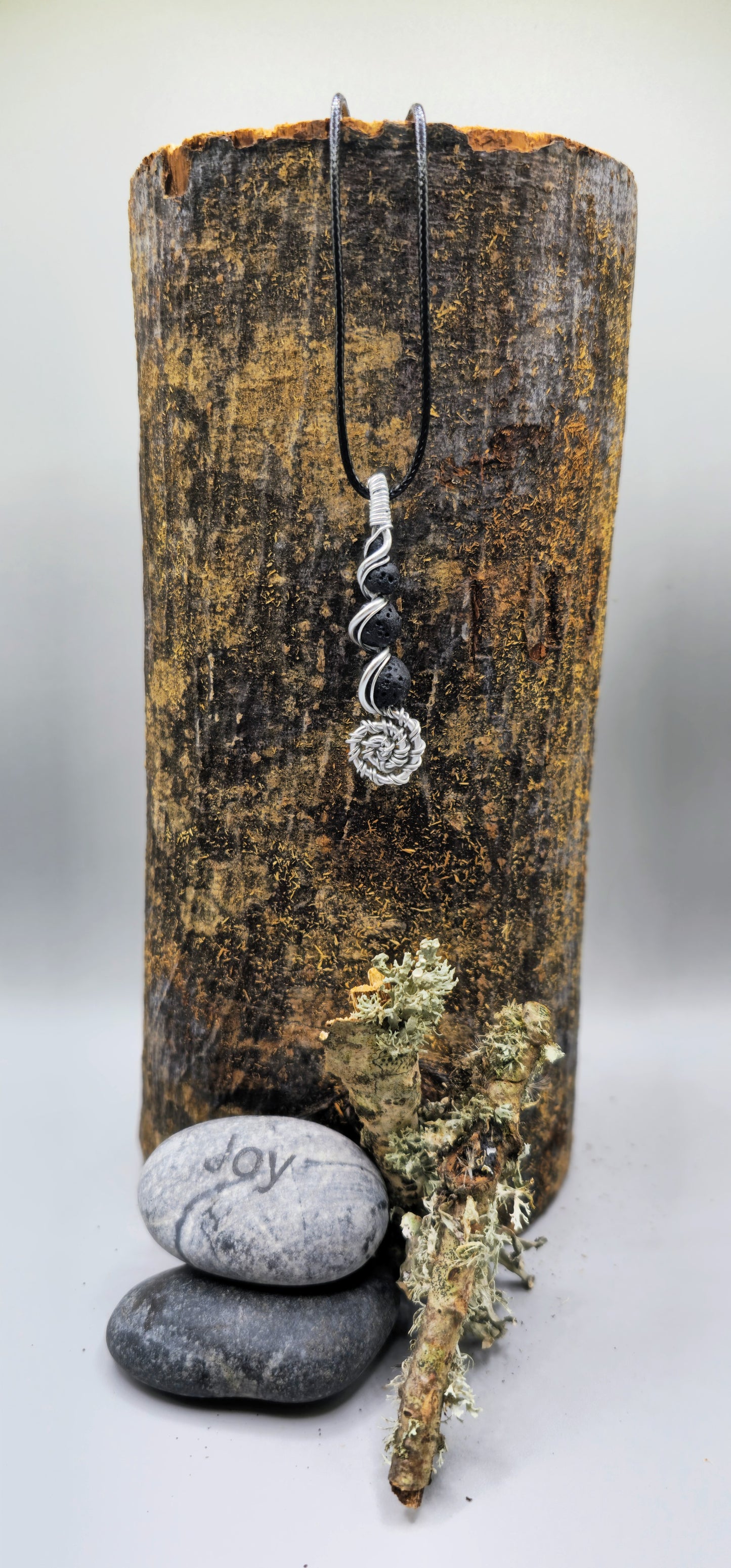 4 Lava stone descending spiral pendant
