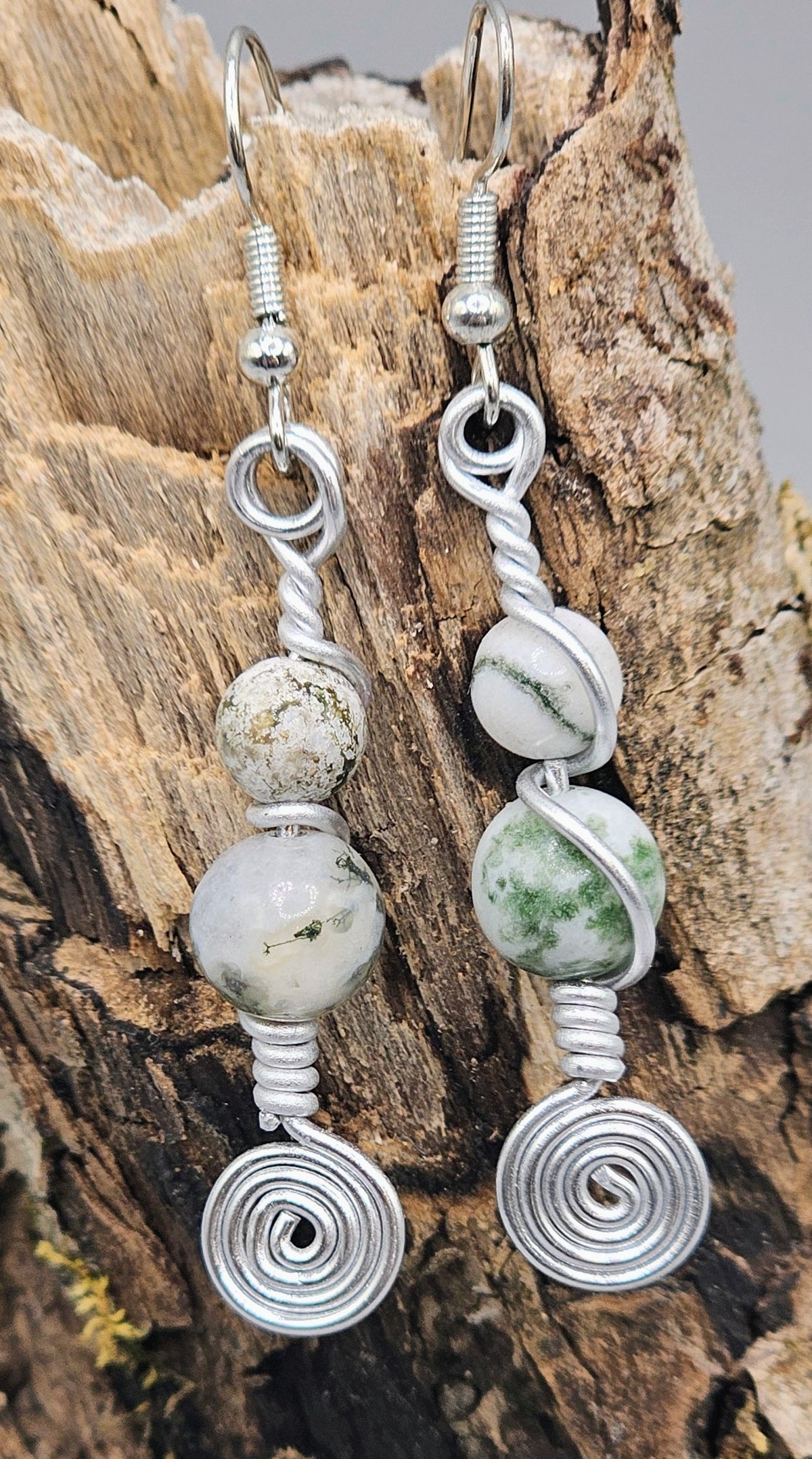 Natural Tree Agate Earrings