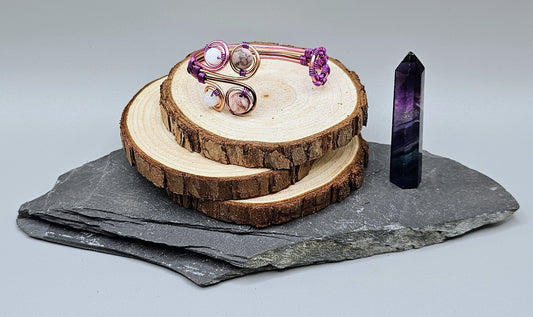 Rhodonite and Moonstone ombre bracelet