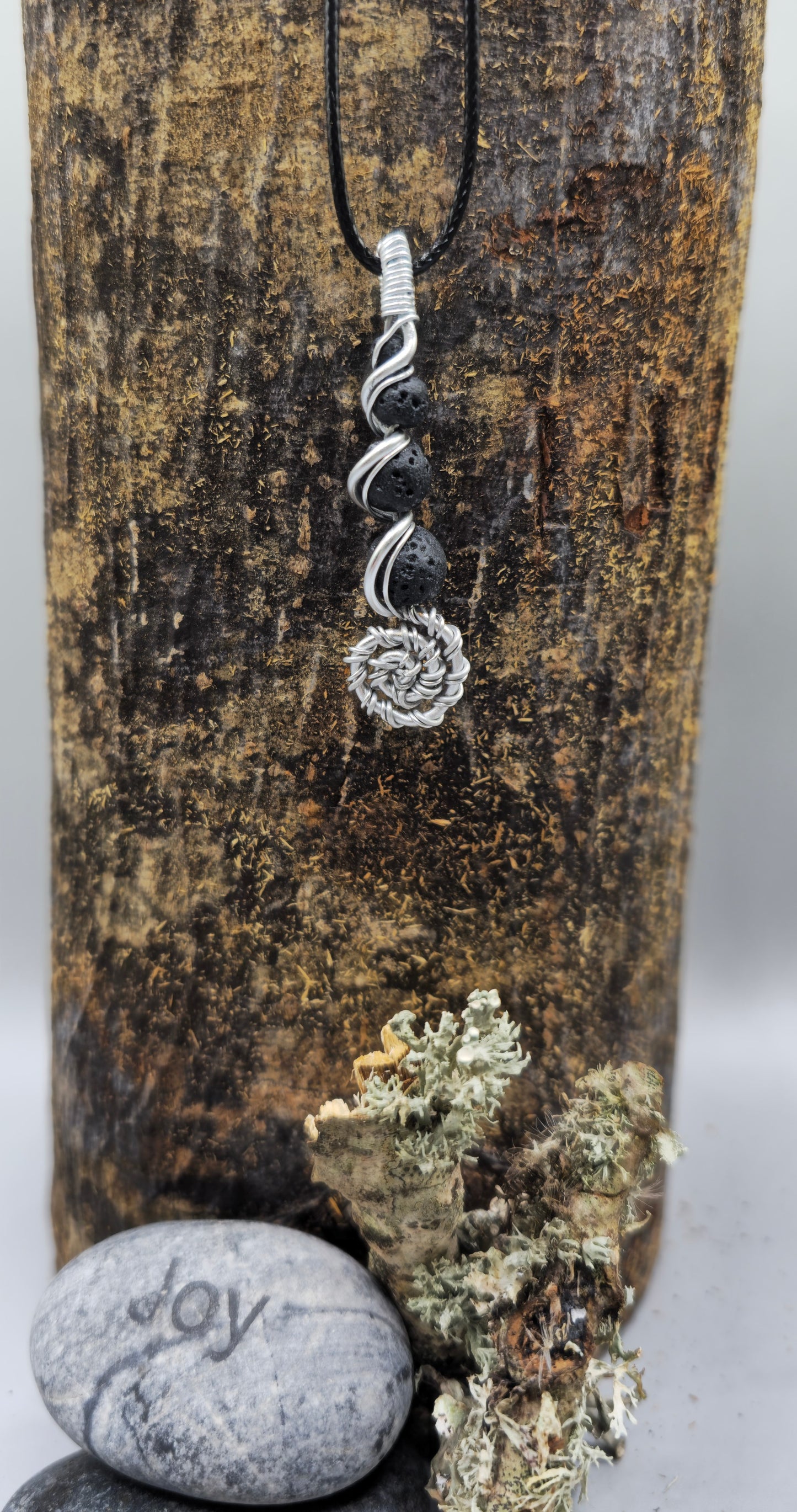 4 Lava stone descending spiral pendant