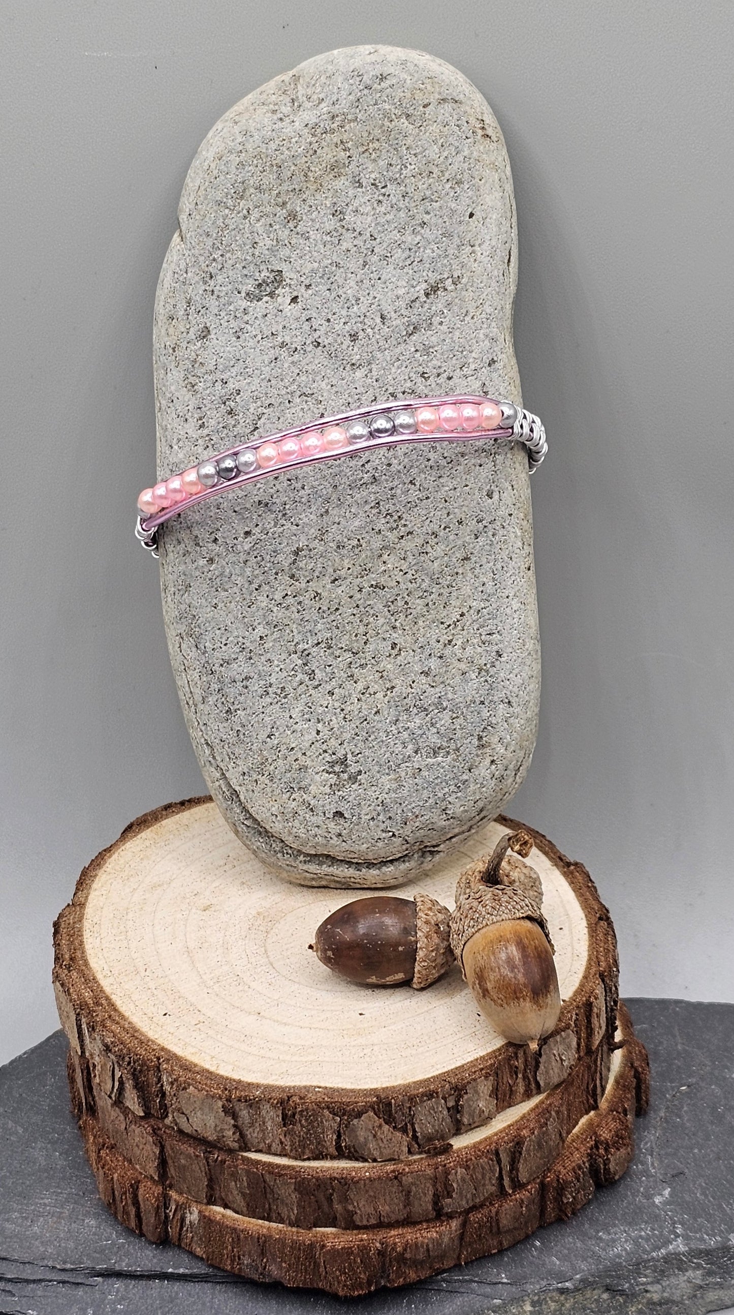 Delicate pink and grey bracelet