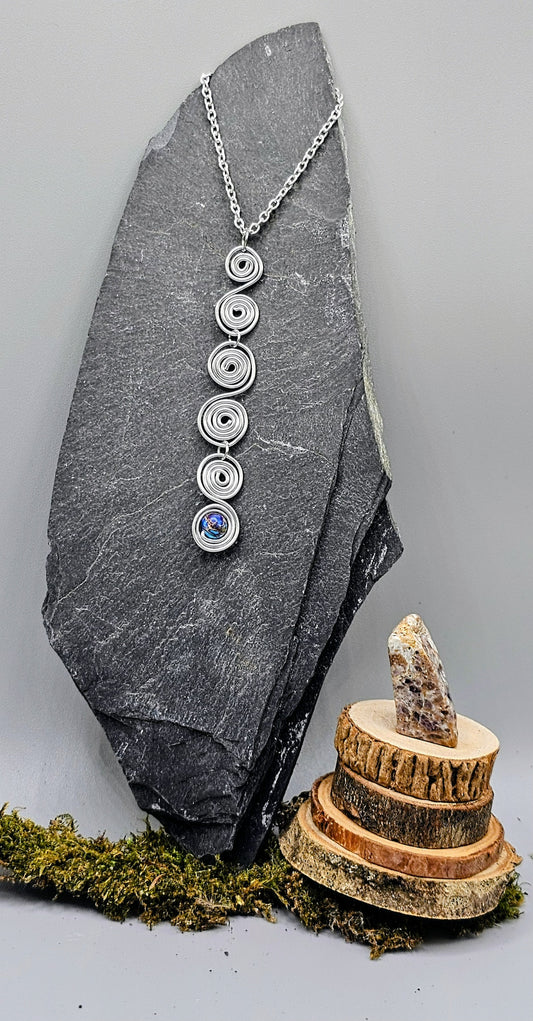 Silver spiral drop with Blue Jasper