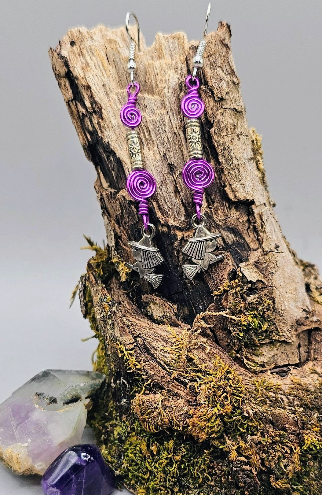 Purple Witch Charm Earrings