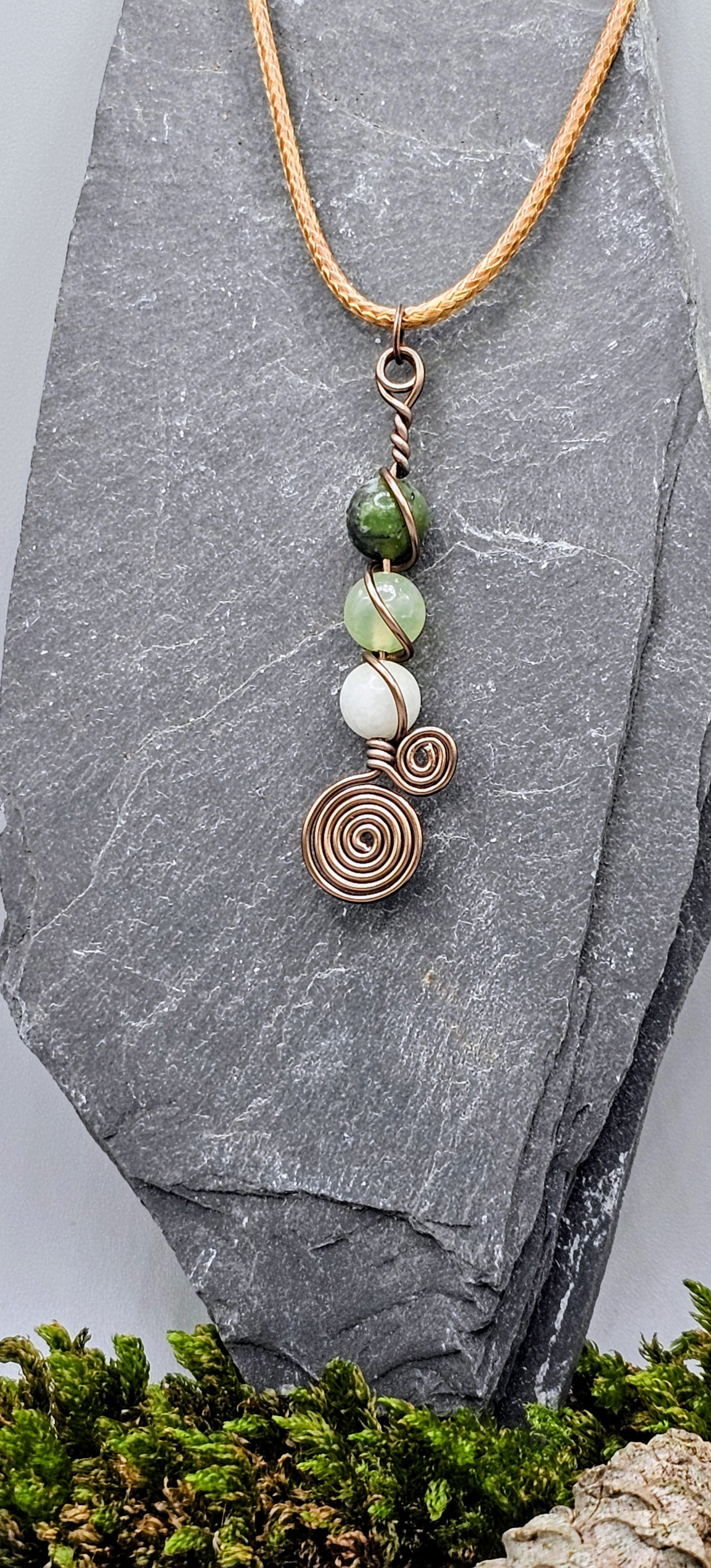 Natural Jade double twist pendant