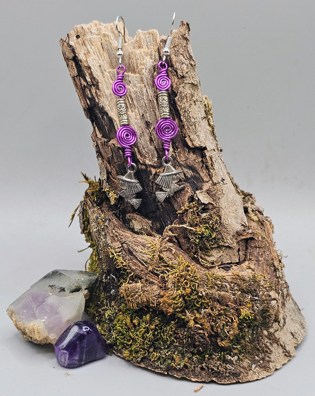 Purple Witch Charm Earrings