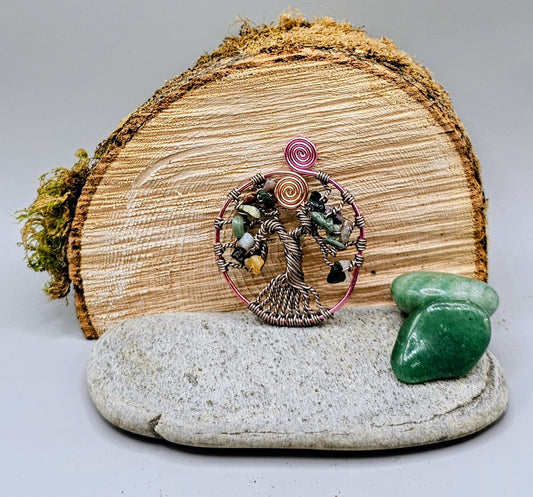 Agate Swirl Tree Brooch