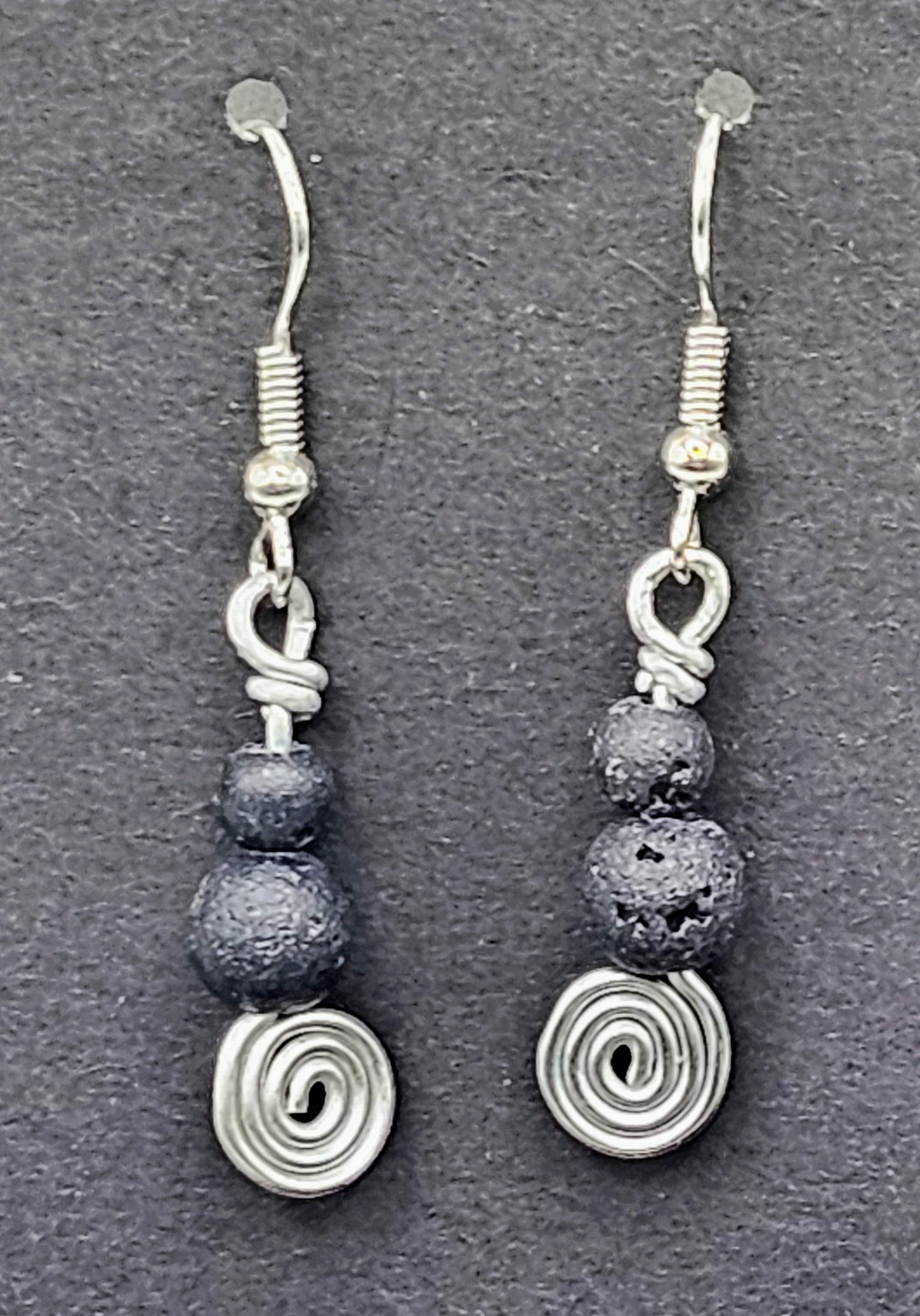 Silver lava spiral earrings