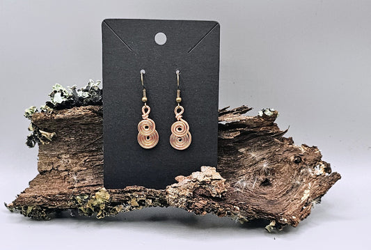 Copper coloured spiral earrings