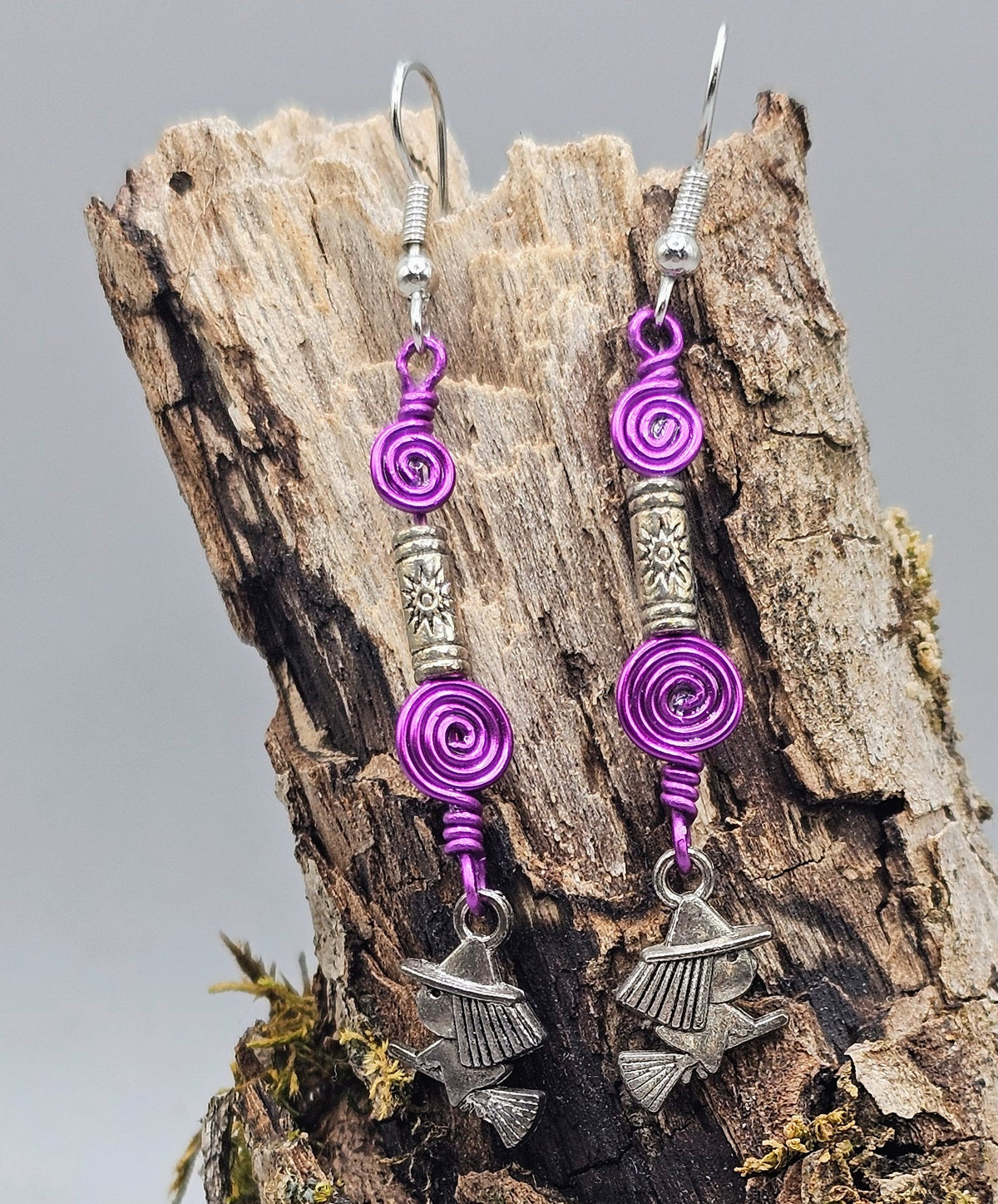 Purple Witch Charm Earrings